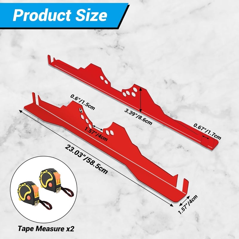 OICCTBF 2Pcs Toe Alignment Tool Plates,Stainless Steel Wheel Alignment Tool Toe Angle Accurate Measurement Gauge for Polaris RZR XP 1000 Turbo S Ranger General for UTV (Red) - Image 2